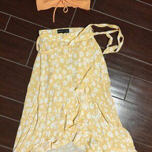 Kendall and Kylie Tie skirt with H&M adjustable spaghetti strap crop top.